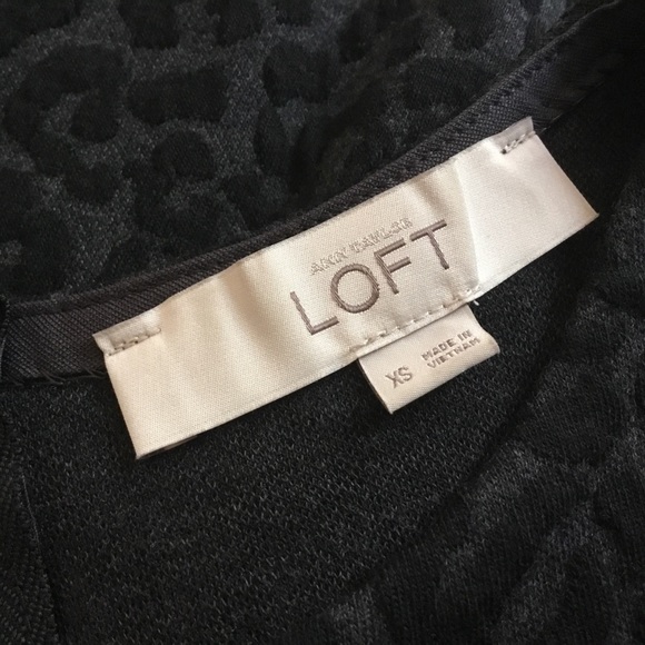 LOFT black gray Leopard shift Knit S/S Dress XS - Picture 4 of 7